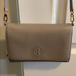 Tory Burch crossbody wallet purse gray tan